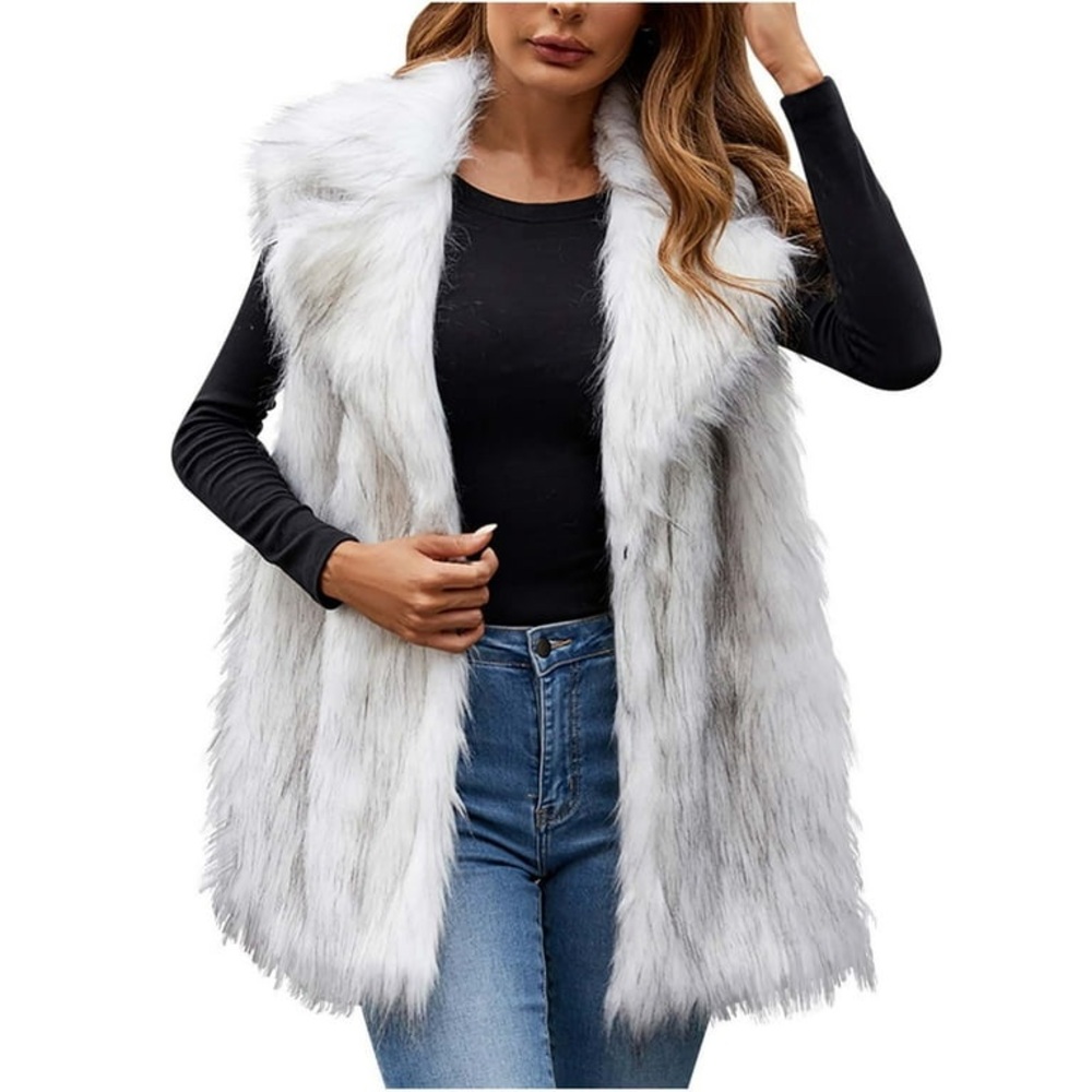 Reversible White Faux Fur Vest Official NFL Apparel Super Bowl Cozy Warm Winter
